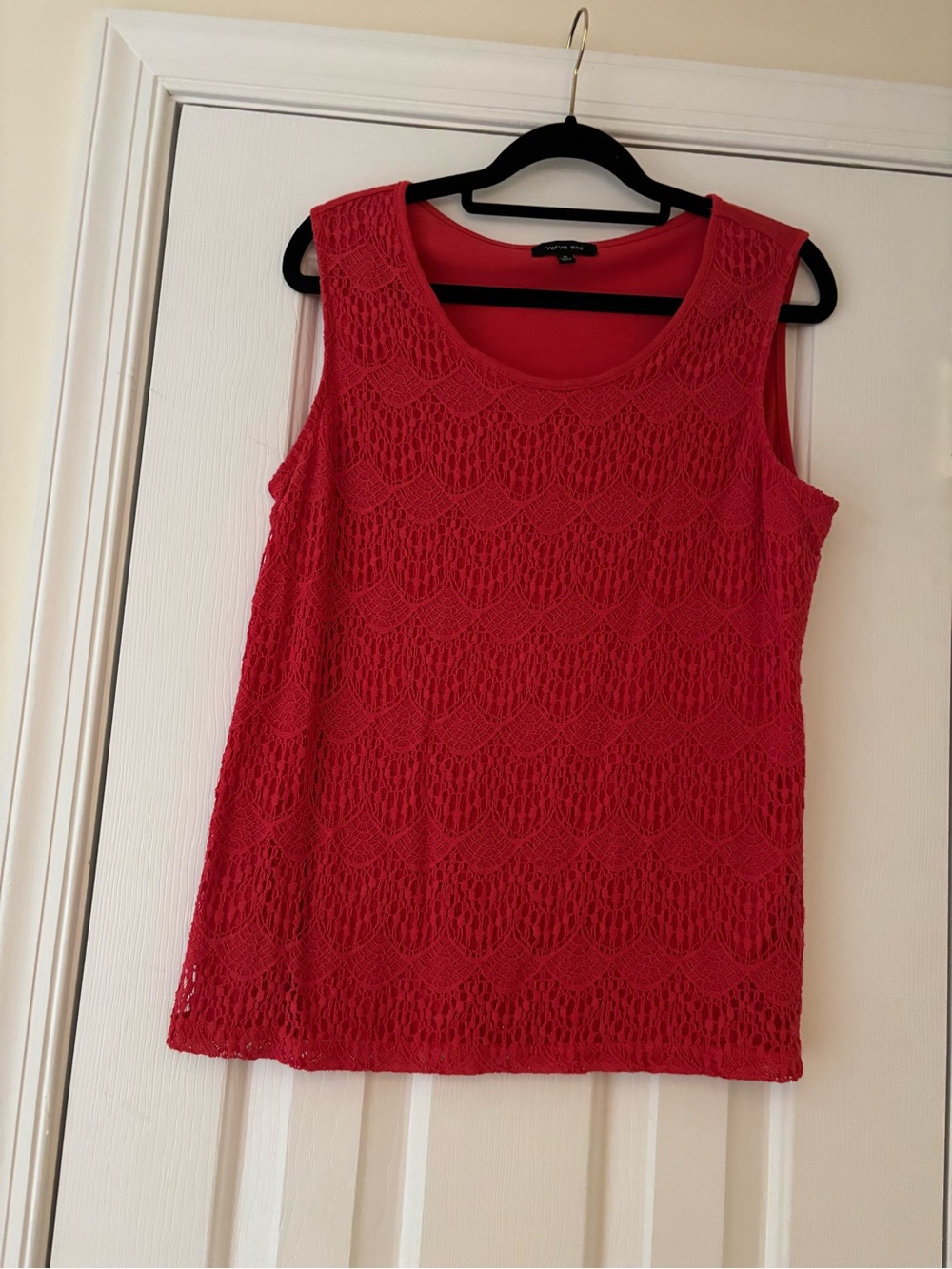 Verve Ami coral colored Crochet Lace Tank Top